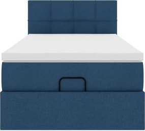 vidaXL Οθωμανικό κρεβάτι με στρώμα μπλε 100x200cm ύφασμα