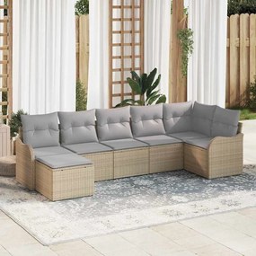 vidaXL Σετ Καναπέ Κήπου 7 pcs Μπεζ, ανοιχτό γκρι Πολυ ράταν