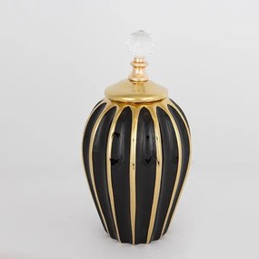 ΒΑΖΟ ΚΕΡΑΜΙΚΟ ΜΑΥΡΟ - ΧΡΥΣΟ 15x31cm