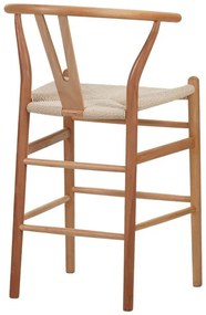 Σκαμπό μπαρ Wishbone rubberwood-σχοινί σε φυσική απόχρωση 55x49x108εκκ 55x49x96 εκ.