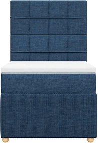 vidaXL Κρεβάτι Boxspring με Στρώμα Μπλε 90x190 εκ.Υφασμάτινο