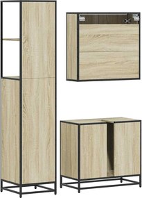 vidaXL Σετ Επίπλων Μπάνιου 3 Τεμαχίων Sonoma Δρυς Επεξεργασμένο Ξύλο