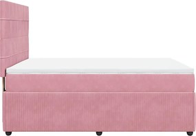 vidaXL Κρεβάτι Boxspring με Στρώμα Ροζ 160x200 εκ. Βελούδινο