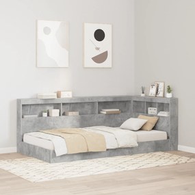vidaXL Κρεβάτι βιβλιοθήκης Γκρι Σκυρόδεμα 75 x 190 εκ. Μελαμίνη