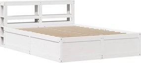 vidaXL Πλαίσιο Κρεβατιού με Κεφαλάρι Λευκό 140 x 190 εκ. Μασίφ Πεύκο