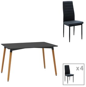Intrahome Τραπεζαρία Natali-Parker Intrahome σετ 5τεμ mdf σε μαύρη-φυσική απόχρωση 120x80x76cm | SKU: INTRAPA-311112267