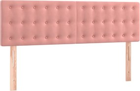 vidaXL Κρεβάτι Boxspring με Στρώμα Ροζ 140x200 εκ. Βελούδινο