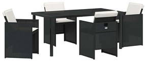 vidaXL Σέτ φαγητού για κήπο με μαξιλάρι 5 pcs Μαύρο Πολυ ράταν