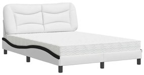 Κρεβάτι με Στρώμα Λευκό και Μαύρο 120 x 200 εκ. Συνθετικό Δέρμα - Μαύρο