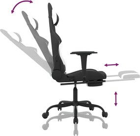 vidaXL Καρέκλα Gaming Μαύρο/Λευκό Ύφασμα με Υποπόδιο