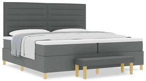 vidaXL Κρεβάτι με ελατήρια με στρώμα Σκούρο Γκρι 200 x 200 cm ύφασμα
