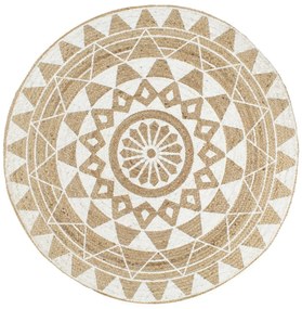 vidaXL Χαλί Χειροποίητο 120 εκ. από Γιούτα με Λευκό Σχέδιο