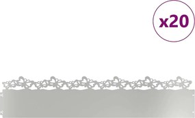 vidaXL Περιγράμματα γκαζόν 20 pcs Ασημί 103 x 0,05 x 22 εκ