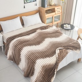Κουβέρτα Fleece-Δίχρωμο Ριγέ Καφέ flc11 - 2.20x2.40