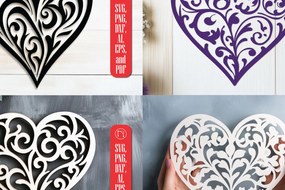 Σετ των 2 Intra απο ξύλο plywood 3mm-4mm πάχος – Πακέτο Floral Heart Cut Paper Δίασταση 20x20 cm INTRAFABR-118402064