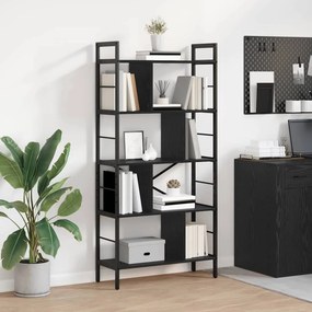 vidaXL Ράφι Βιβλίων Μαύρη Οξυά 75 x 30 x 156 εκ. Επεξεργασμένο ξύλο