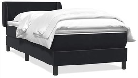 Κρεβάτι Boxspring με Στρώμα Μαύρο 90x210 εκ. Βελούδινο