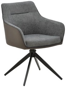 Καρέκλα - Πολυθρόνα Debra Περιστρεφόμενη Γκρι Ύφασμα- PU με Μαύρο Μεταλλικό Πόδι 60x64x83εκ. 60x64x83 εκ.