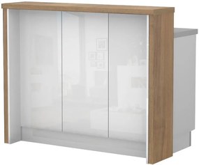 Πάγκος νησίδας Raval-Μήκος: 120 εκ.-Λευκό γυαλιστερό-Pacific Wallnut