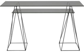 Γραφείο Polar Μαύρο με Γυαλί 135x65x72εκ - Μαύρο