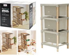 Συρταριέρα Μπεζ/Φυσικό Πλαστικό/Ξύλο 31x32x114cm