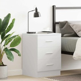 vidaXL Κομοδίνο Λευκό 38 x 35 x 56 εκ. από Επεξ. Ξύλο