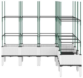 Ζαρντινιέρα Κήπου με Καφασωτό Λευκή 160x120x142,5 εκ. από PP - Λευκό