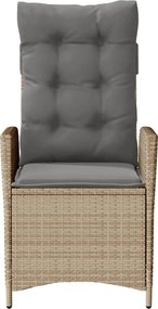 vidaXL Πολυθρόνα Κήπου Ανακλ/νη Μπεζ Συνθ. Ρατάν &amp; Μαξιλάρια