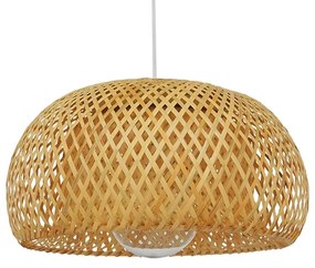 SAN TROPEZ 01626 Vintage Κρεμαστό Φωτιστικό Οροφής Μονόφωτο Καφέ Ξύλινο Bamboo Φ38 x Υ22cm
