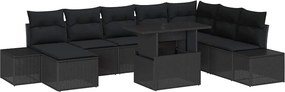 vidaXL Σετ Καναπέ Κήπου με αποθήκευση 9 pcs Μαύρο Πολυ ράταν