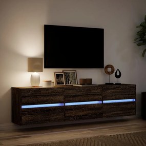 vidaXL Έπιπλο Τοίχου Τηλεόρασης με LED Καφέ Δρυς 180x31x45 εκ.