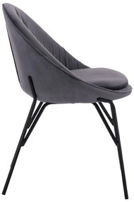 Καρέκλα KELSEY Βελούδο Γκρί με Μαύρα πόδια 59x63x84εκ. 59x63x84 εκ.