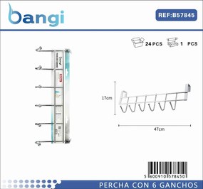 Μεταλλική κρεμάστρα πόρτας 6 θέσεων - 57845