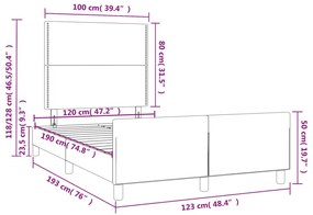 Πλαίσιο Κρεβατιού με Κεφαλάρι Μπλε 120 x 190 εκ Ύφασμα - Μπλε