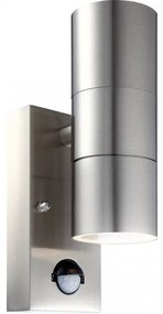 Απλίκα Φωτιστικό Τοίχου Σποτ 2xGU10 LED 4,9W Ασημί IP44 Ανιχνευτής Κίνησης Up Down Style 3201-2SL Globo Lighting-3201-2SL-Ασημί 3201-2SL