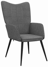 vidaXL Πολυθρόνα Relax Σκούρο Γκρι Υφασμάτινη με Σκαμπό