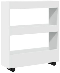 vidaXL Στενό Τρόλεϊ Αποθήκευσης 3 Επιπέδων από Λευκό Μηχανικά Επεξεργασμένο Ξύλο