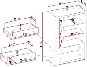 Βιβλιοθήκη γραφείου Fargo 2S - 90.00Χ42.00Χ140.50cm