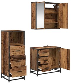 vidaXL Σετ Επίπλων Μπάνιου 3 pcs Παλαιό ξύλο 35 x 37.5 x 100 εκ.