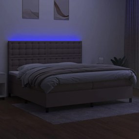 Κρεβάτι Boxspring με Στρώμα &amp; LED Taupe 200x200 εκ. Υφασμάτινο - Μπεζ-Γκρι