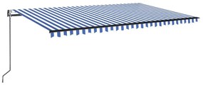 vidaXL Τέντα Αυτόματη με LED &amp; Αισθ. Ανέμου Μπλε / Λευκό 500x350 εκ.