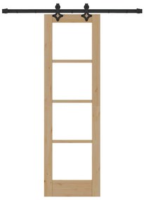 vidaXL Συρόμενη Πόρτα Καφέ 61 x 198.5 εκ. Ξύλο και μέταλλο