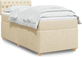 vidaXL Κρεβάτι Boxspring με Στρώμα Κρεμ 90x190 εκ.Υφασμάτινο