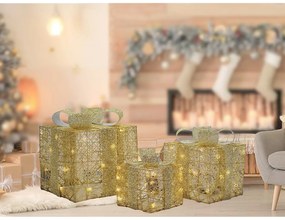 Χριστουγεννιάτικο Σετ Πακέτα Με 60 MicroLED Χρυσό 3Τμχ