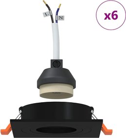 vidaXL Σποτ 6 pcs Μαύρο 9 x 9 x 2 εκ. Αλουμίνιο