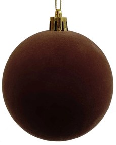 Χριστουγεννιάτικη Καφέ Μπάλα Velvet 8cm 26276