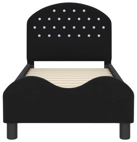 vidaXL Κρεβατική βάση για παιδιά με προσκέφαλο Μαύρο 70 x 140 cm