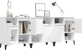 vidaXL Ντουλάπια 3 τεμ. Λευκό 60x35x70 εκ. Επεξεργασμένο Ξύλο