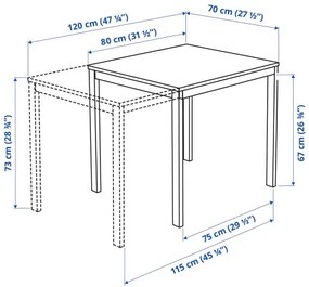 VANGSTA/KATTIL τραπέζι και 2 καρέκλες, 80/120 cm 894.287.58