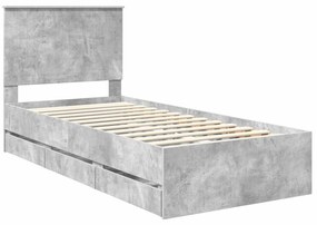 vidaXL Σκελετός Κρεβατιού Σκυρόδεμα Γκρι 90 x 200 cm Μηχανήματος Ξύλο